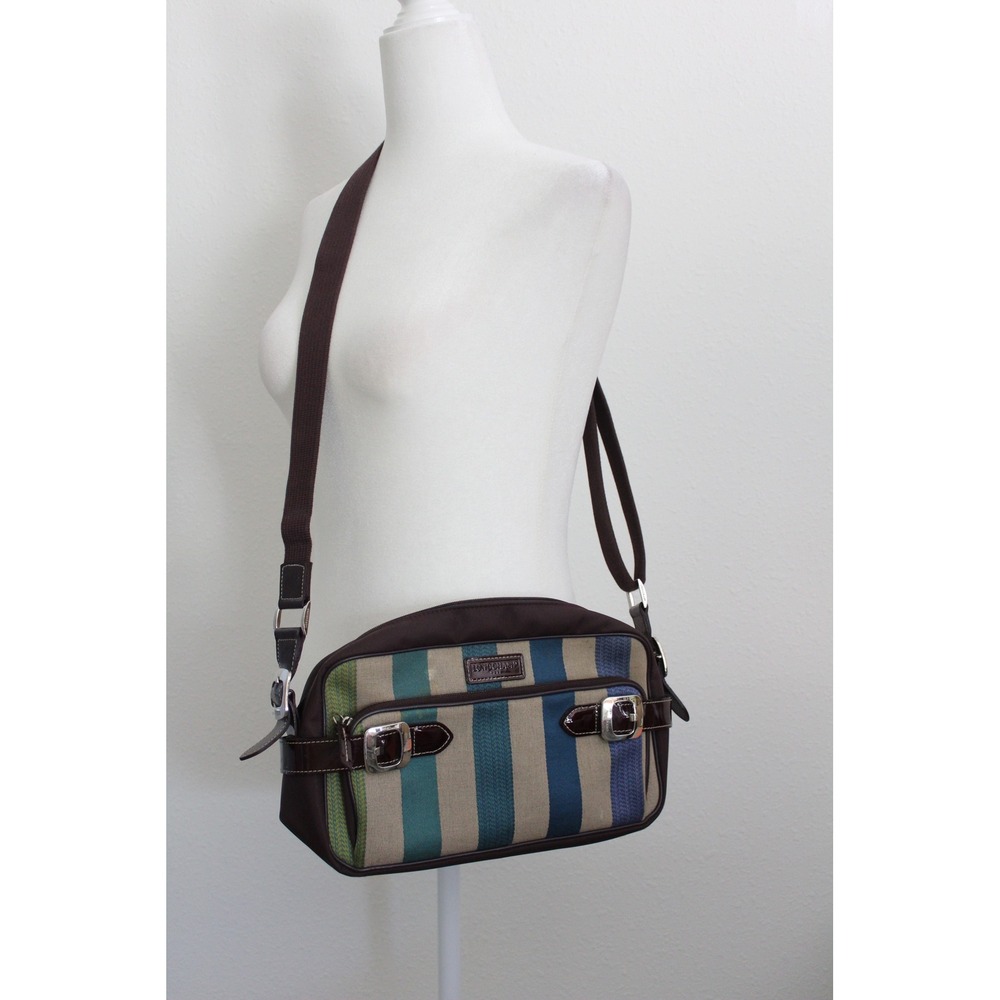 VTG Longchamp Arc en Ciel Striped Crossbody Bag Patent Leather Made in France